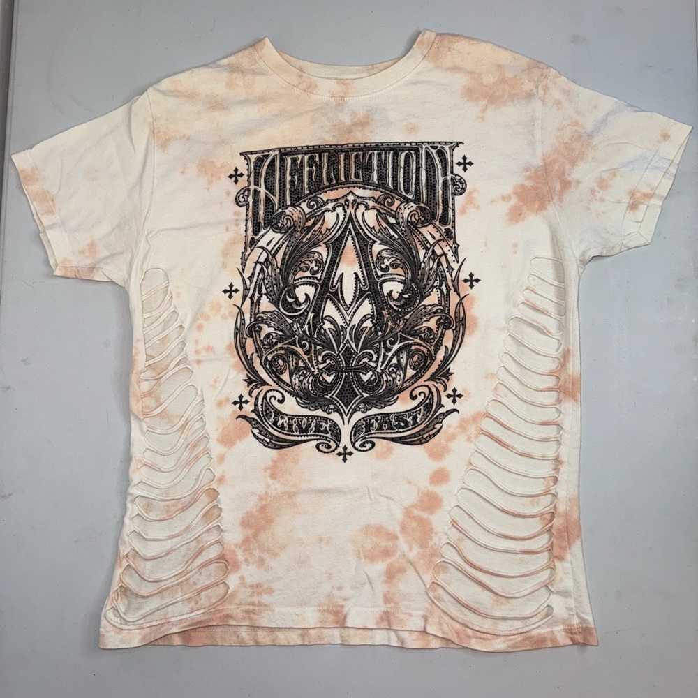 Affliction Graphic T-Shirt with Distressed Details